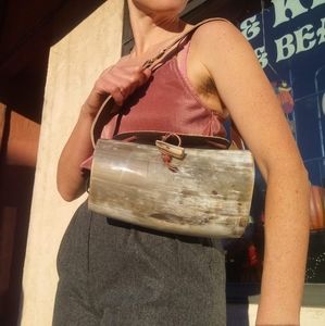 Vintage African Longhorn&Leather Shoulder Bag